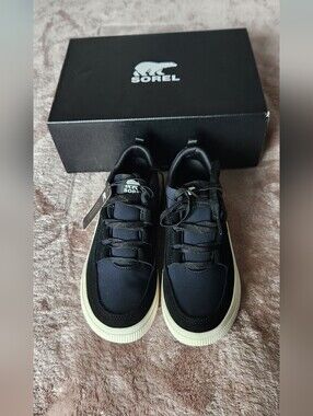 NWT. Sorel Women's Black Sneakers with Cream Sole. Size 7.5. NIB.